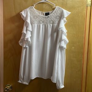 Worthington white blouse with cold shoulder